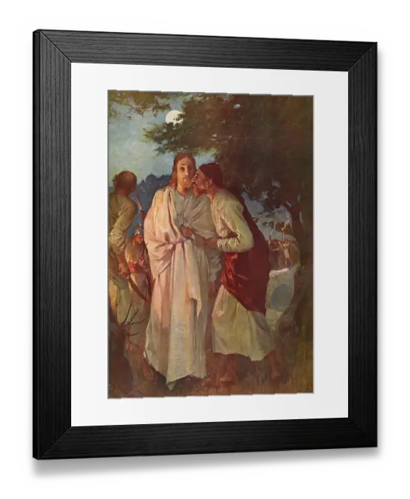 Framed Print : Scene from the biblical story, The Betrayal by the Kiss of Judas