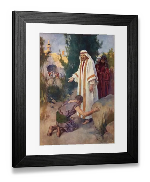 Framed Print : Scene from the biblical story, The story of the ten lepers Framed Print : Scene from the biblical story, The story of the ten lepers