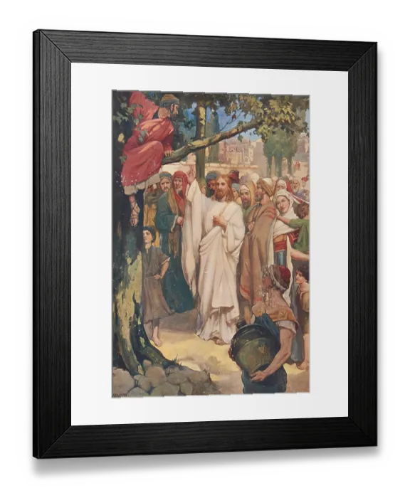 Framed Print : Scene from the biblical story, Zacchaeus lived in Jericho and was a chief tax collector Framed Print : Scene from the biblical story, Zacchaeus lived in Jericho and was a chief tax collector