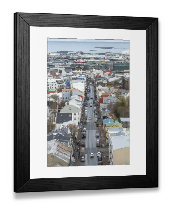 Framed Print : Reykjavik, Iceland-October 19: Panorama view over Reykjavik