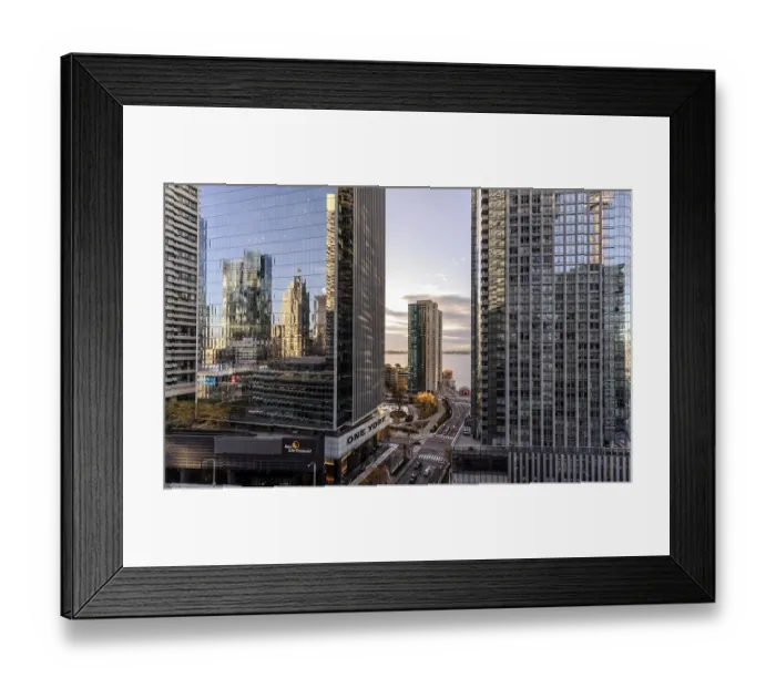 Framed Print : Sunset cityscape with tall buildings Framed Print : Sunset cityscape with tall buildings