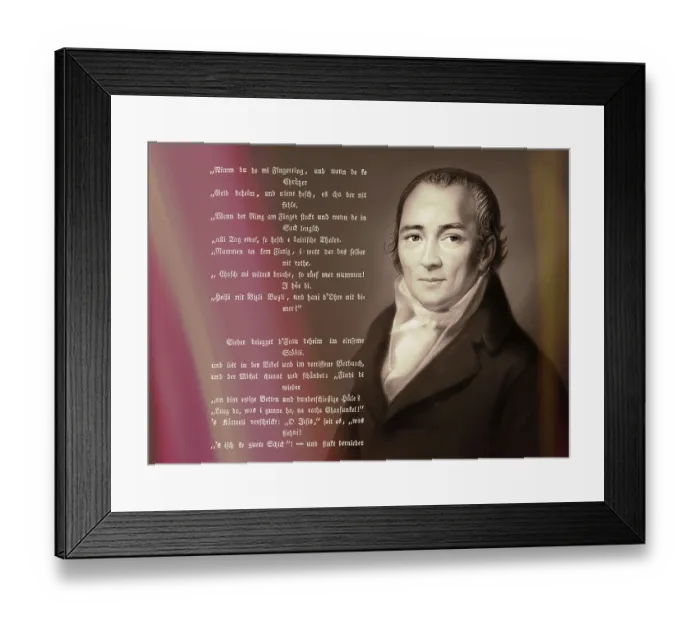 Framed Print : Portait with a poem, Johann Peter Hebel