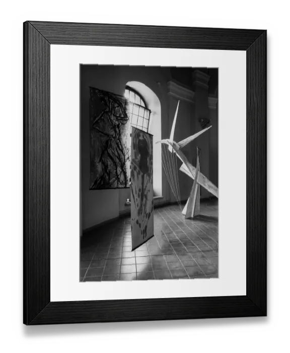 Framed Print : Germany, Berlin, 15.10.1992, Art in the parish hall of the French Friedrichstadt Church
