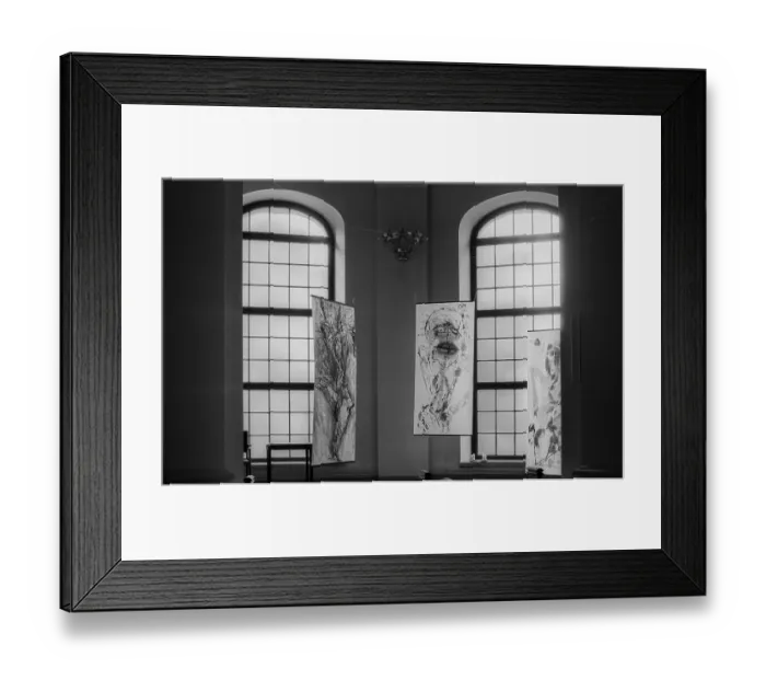 Framed Print : Germany, Berlin, 15.10.1992, Art in the parish hall of the French Friedrichstadt Church Framed Print : Germany, Berlin, 15.10.1992, Art in the parish hall of the French Friedrichstadt Church