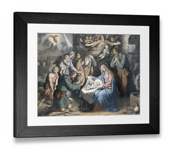 Framed Print : Scene from the biblical story, The Birth of Jesus Framed Print : Scene from the biblical story, The Birth of Jesus