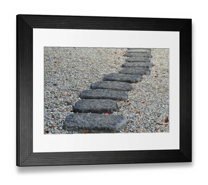 Framed Print : Fragment of Japanese stone way in zen-garden