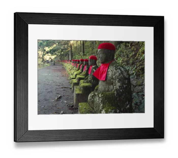 Framed Print : Row of Japanese Jizo in Nikko, Japan