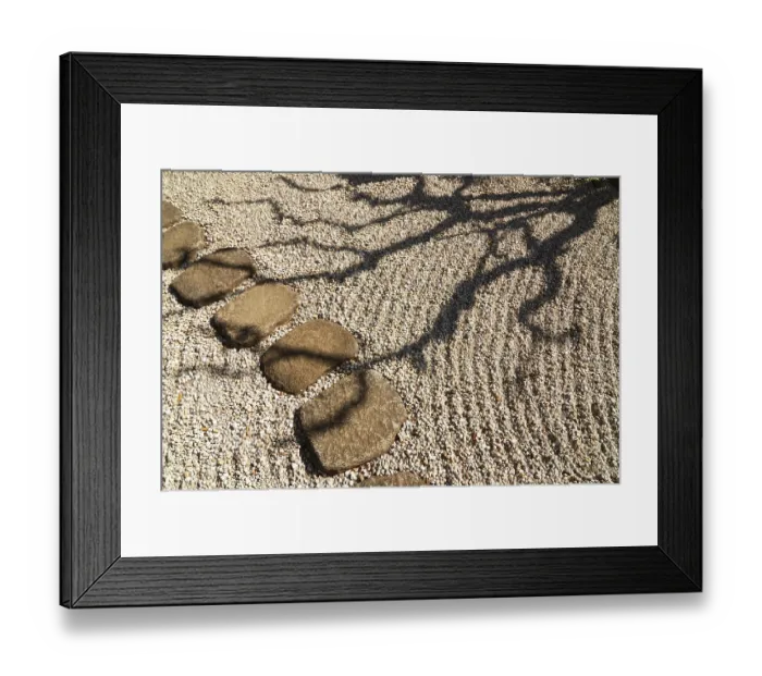Framed Print : Scenic tree shadow in Japanese zen garden Framed Print : Scenic tree shadow in Japanese zen garden