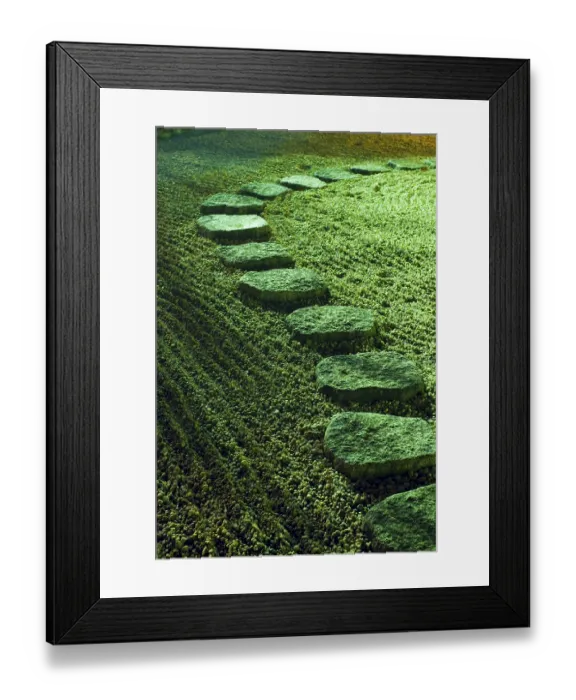 Framed Print : Night image of stone pathway in Japanese zen garden