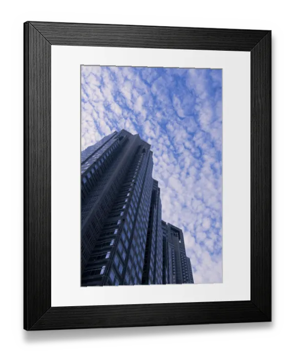 Framed Print : Scenic sky over Tokyo City Hall building in Shinjuku district