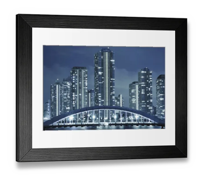 Framed Print : Cold toned cityscape of night Tokyo Framed Print : Cold toned cityscape of night Tokyo