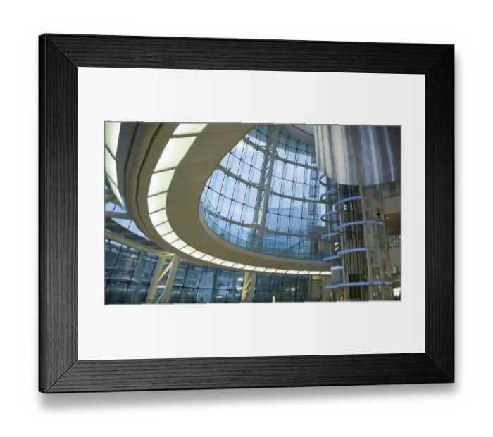 Framed Print : Interior of modern futuristic building - public hall of japanese airport