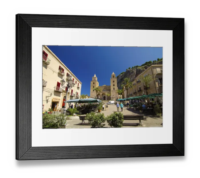 Framed Print : CEFALU, ITALY - SEPT 11, 2015: The Cathedral-Basilica of Cefalu or Duomo di Cefalu is a Roman Catholic church in Cefalu