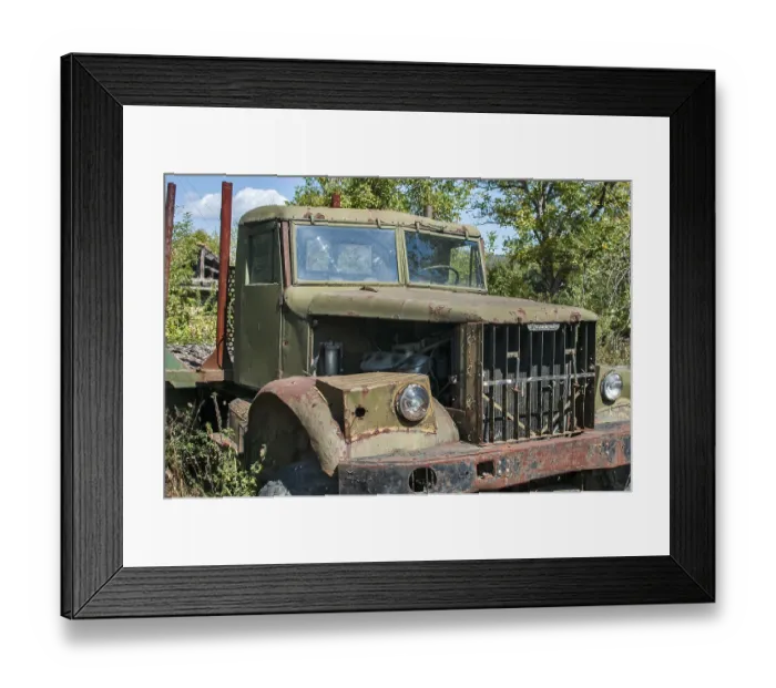 Framed Print : Old rusty soviet vintage heavy big truck closeup