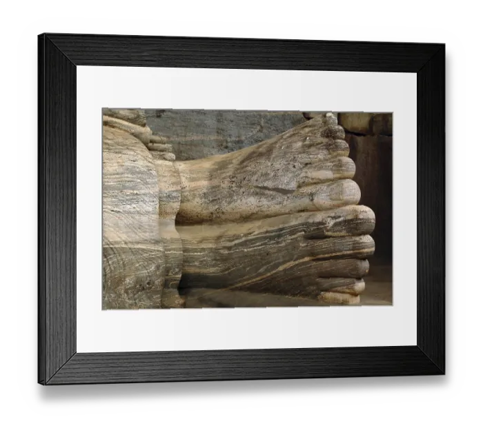 Framed Print : The image shows the feet of reclining Buddha who has just reached Nirvana Framed Print : The image shows the feet of reclining Buddha who has just reached Nirvana