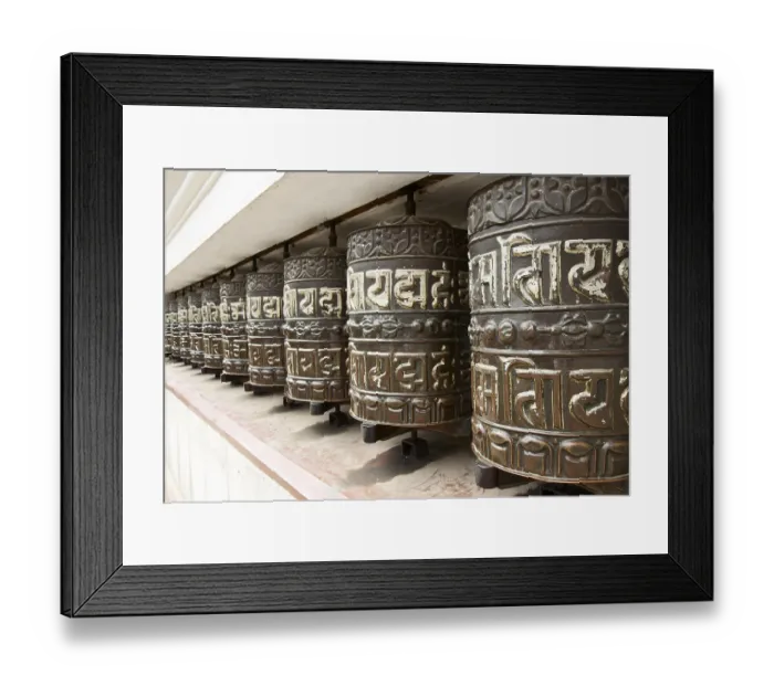 Framed Print : Prayer wheels in Swayambhunath, Nepal