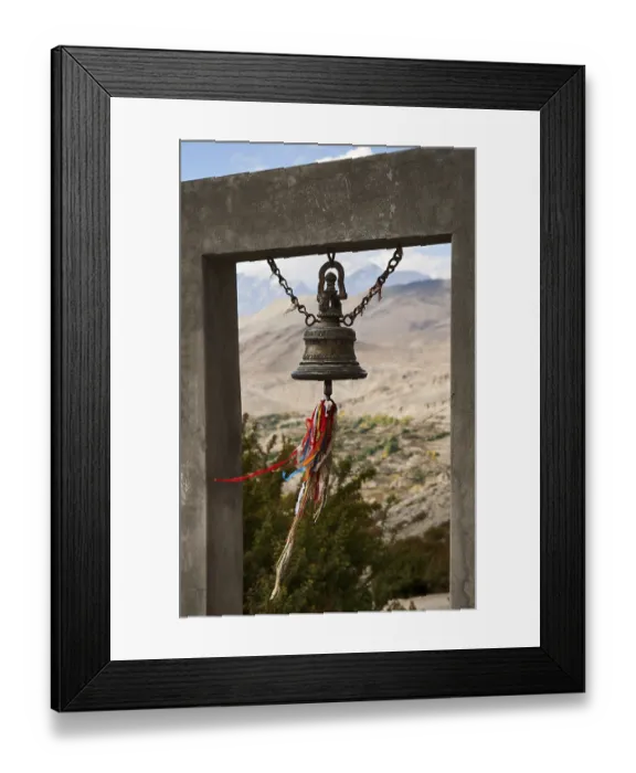 Framed Print : The bell at the entrance to the monastery Muktinath