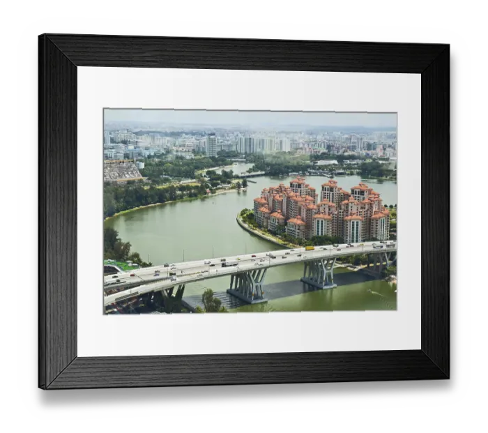 Framed Print : The top view for modern residential areas of Singapore