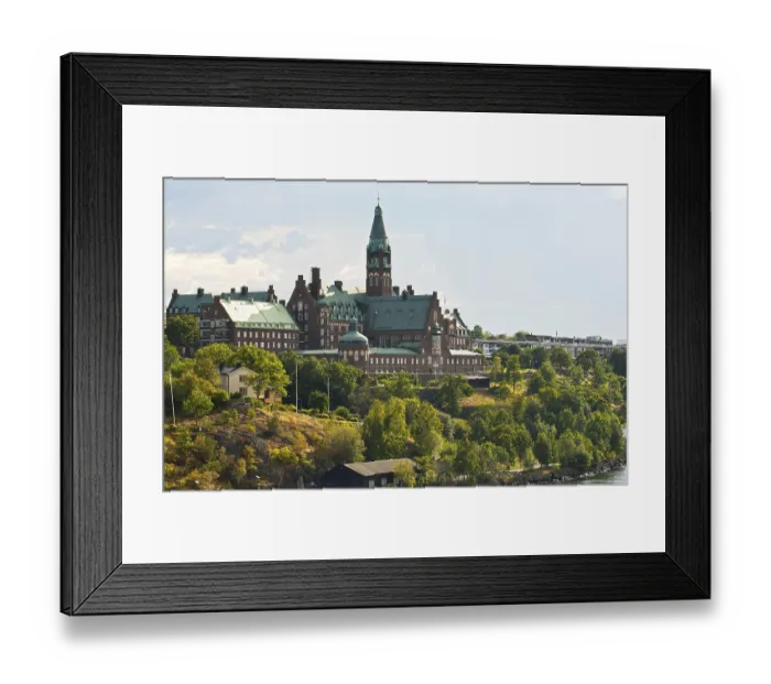 Framed Print : View on a beautiful building of a nursing home in Stockholm