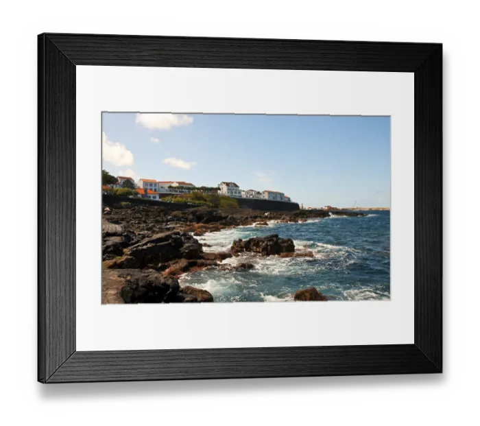 Framed Print : Town San Rock on an ocean coast, island Piko