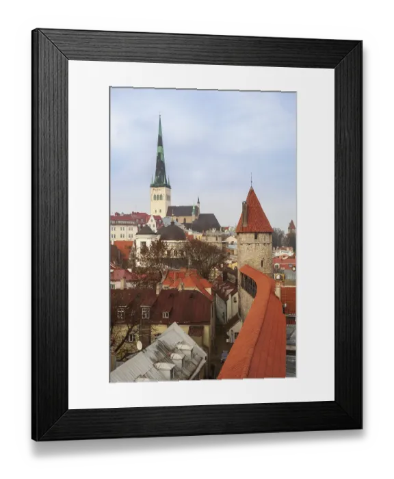 Framed Print : View of the fortress walls and towers and the Church of St Framed Print : View of the fortress walls and towers and the Church of St