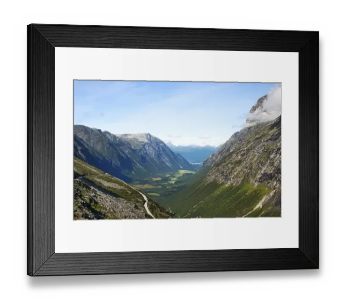 Framed Print : The top view on a valley in mountains of Norway