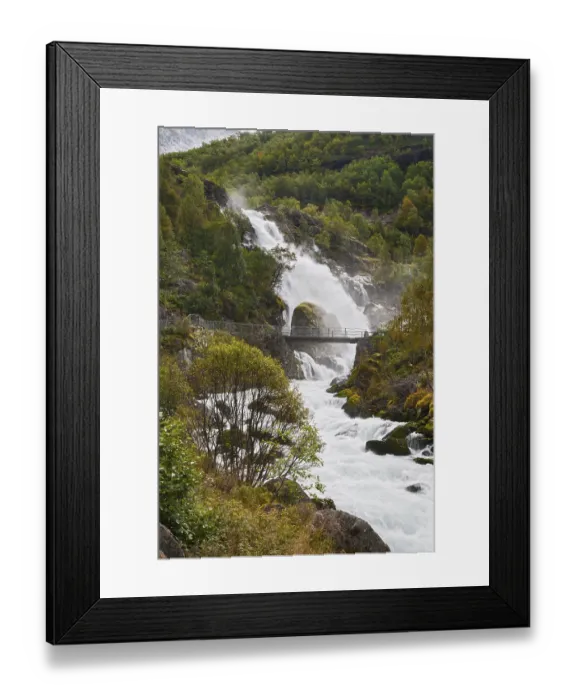 Framed Print : Mountain landscape with falls Kleivafossen in Norway