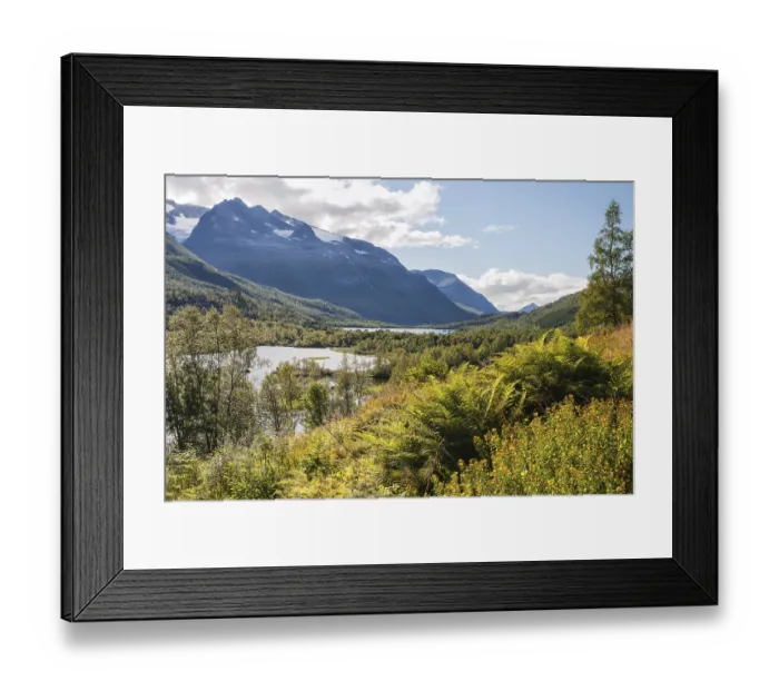 Framed Print : A bright sunny day in the mountains of Norway Framed Print : A bright sunny day in the mountains of Norway