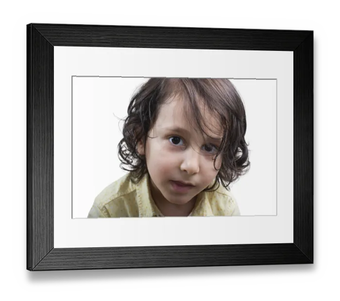 Framed Print : Boy isolated on a white background