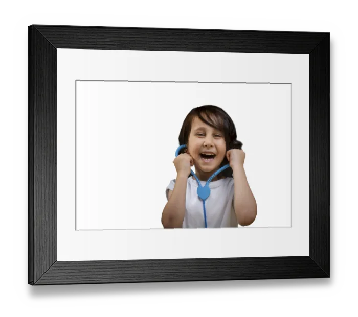 Framed Print : Boy with stethoscope isolated on a white background