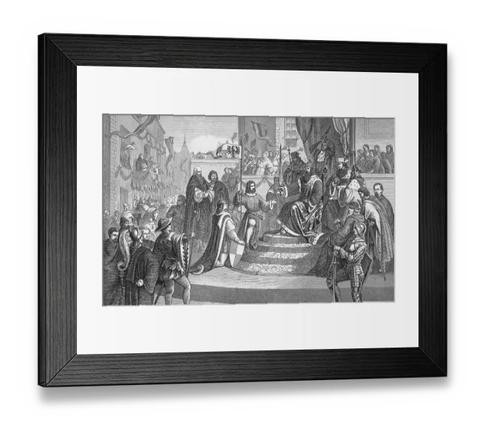 Framed Print : Elector Frederick's enfeoffment with the Margraviate of Brandenburg (1398) Father Frederick V