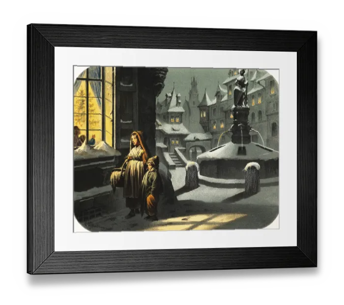 Framed Print : Two poor children, boy and girl Framed Print : Two poor children, boy and girl