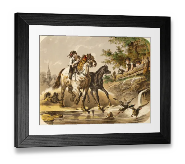 Framed Print : Boys and girls have fun riding on a river Framed Print : Boys and girls have fun riding on a river