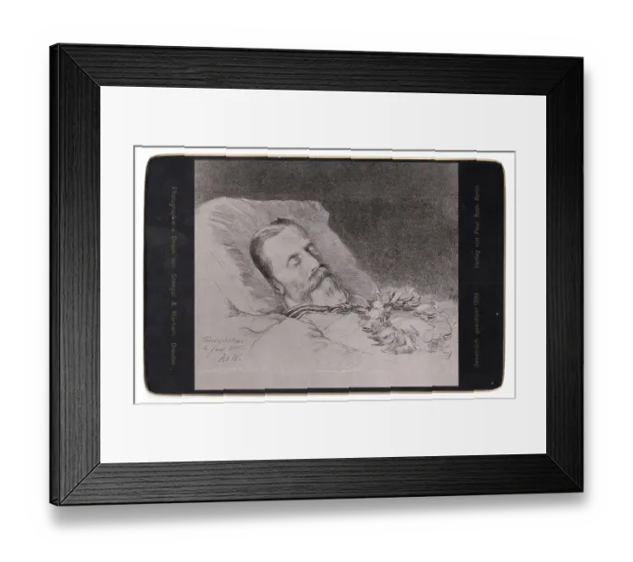 Framed Print : Historical cabinet map depicting Emperor Frederick III on his deathbed