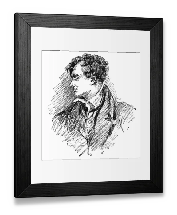 Framed Print : Portrait of Lord Byron - a British peer