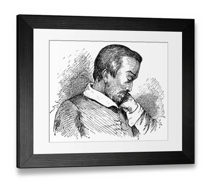 Framed Print : Portrait of Heinrich Heine (in the last year of his life) - a German poet