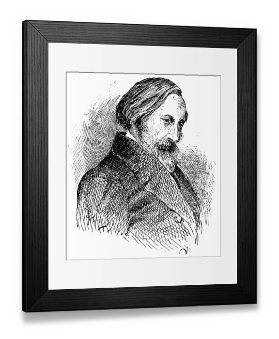 Framed Print : Portrait of Otto Ludwig - a German dramatist