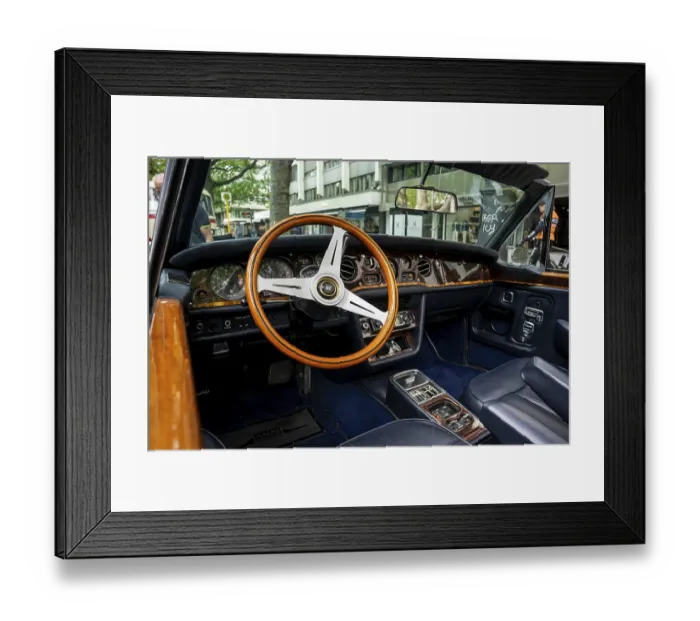 Framed Print : BERLIN - MAY 04, 2024: The interior of a luxury car Rolls-Royce Corniche Convertible