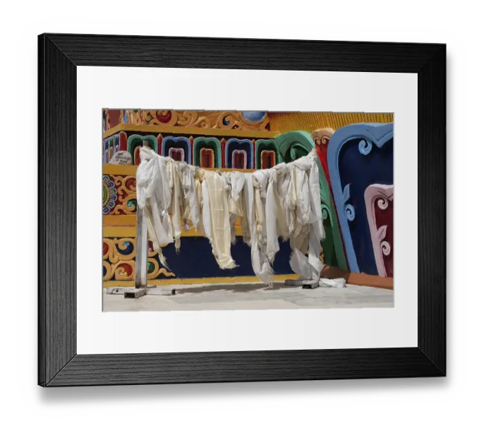 Framed Print : Praying flags at Buddhist monastery