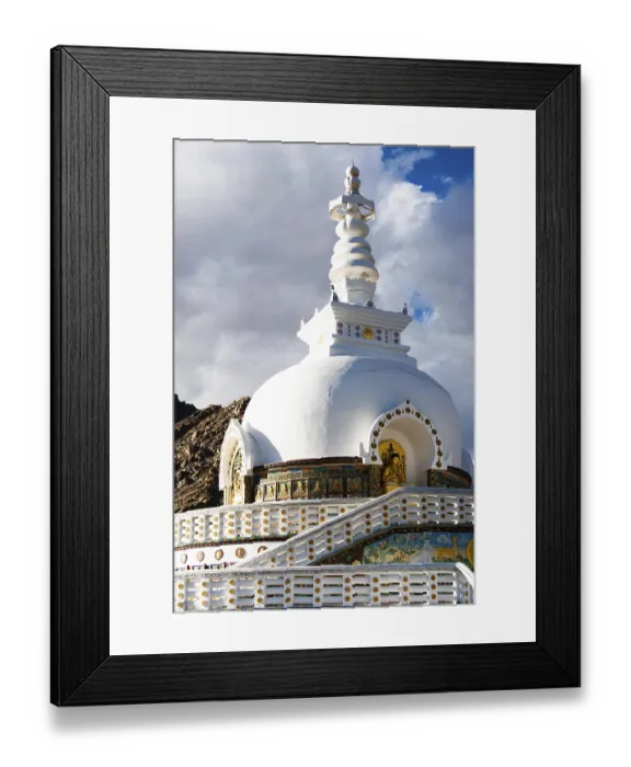 Framed Print : Modern Buddhist monument Shanti Stupa in the evening sunset Framed Print : Modern Buddhist monument Shanti Stupa in the evening sunset