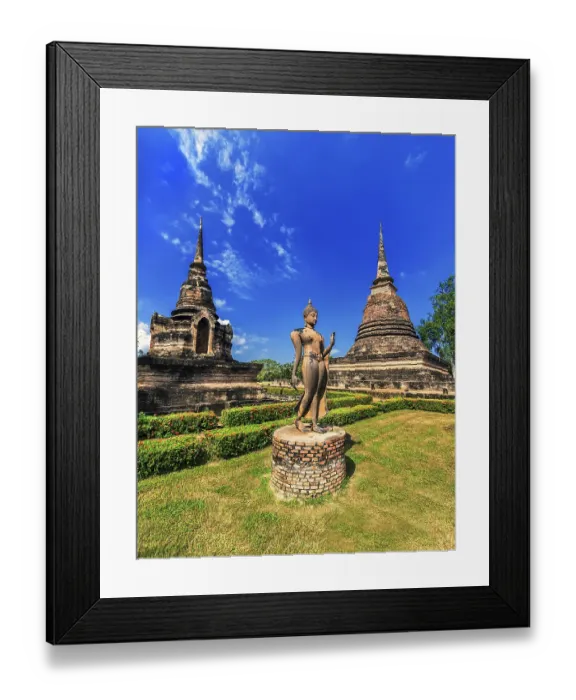 Framed Print : Ancient architecture of Buddhist temples in Sukhothai Historical Park
