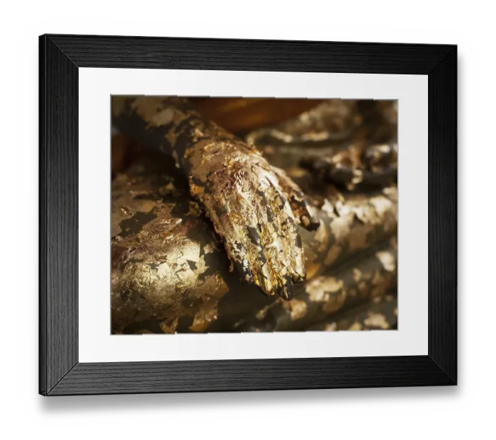 Framed Print : Buddhas hand covered with golden sheets as religious offerings at Wat Phra Sri Sanphet temple