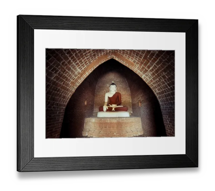 Framed Print : Buddha statue inside ancient Buddhist Pagoda ruins