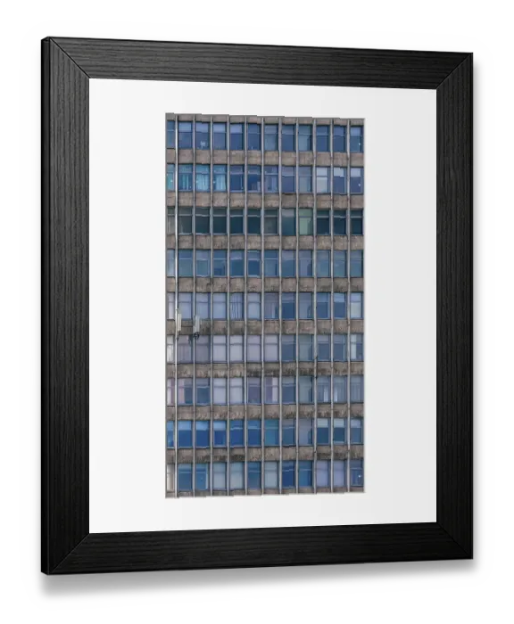 Framed Print : Front of Retro High-rise Office Building Framed Print : Front of Retro High-rise Office Building