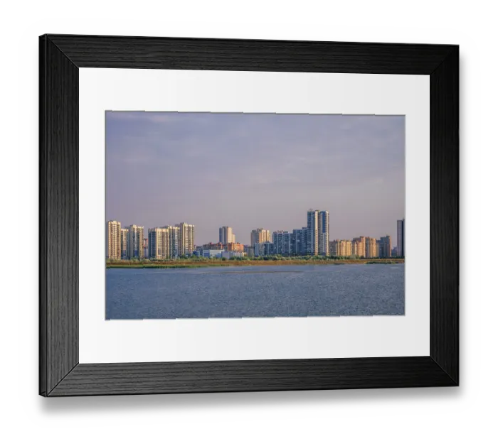 Framed Print : Urban landscape of commuter town on river bank in Kazan Framed Print : Urban landscape of commuter town on river bank in Kazan