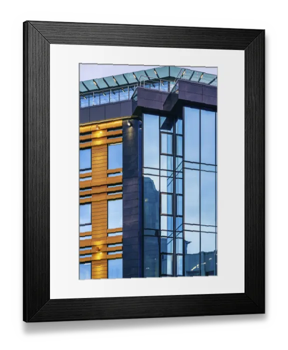 Framed Print : Modern high-rise office building with a glass facade