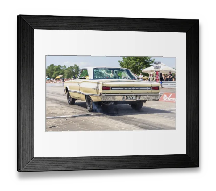 Framed Print : FINOWFURT, GERMANY - JUNE 28, 2024: The mid-size car Dodge Coronet (1966) on the racing line