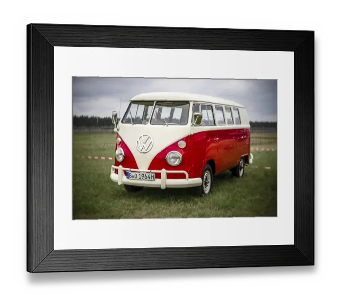 Framed Print : FINOWFURT, GERMANY - MAY 11, 2024: The minibus Volkswagen Transporter (Type 2)
