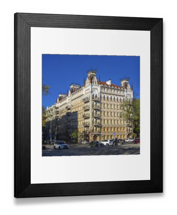 Framed Print : Odessa, Ukraine 11.05.2019. Modern apartment building on Marazlievskaya street in Odessa