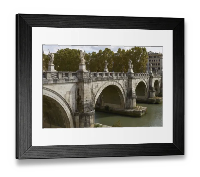 Framed Print : ROME, ITALY - SEPTEMBER 28, 2010: Tourists Crossing the Bridge In Front Of Castel Sant'Angelo in Rome Italy ROME